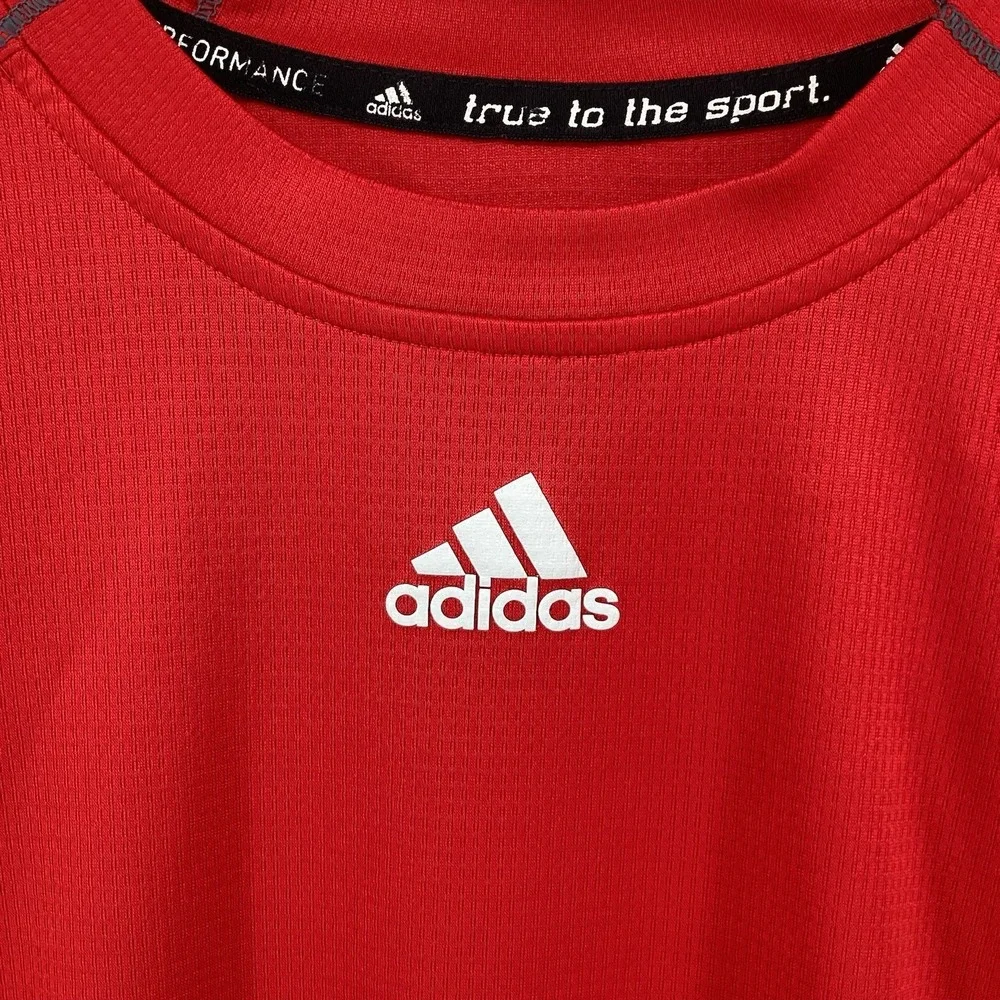 Mens Adidas Performance Short Sleeve Top- Red-‎ Large